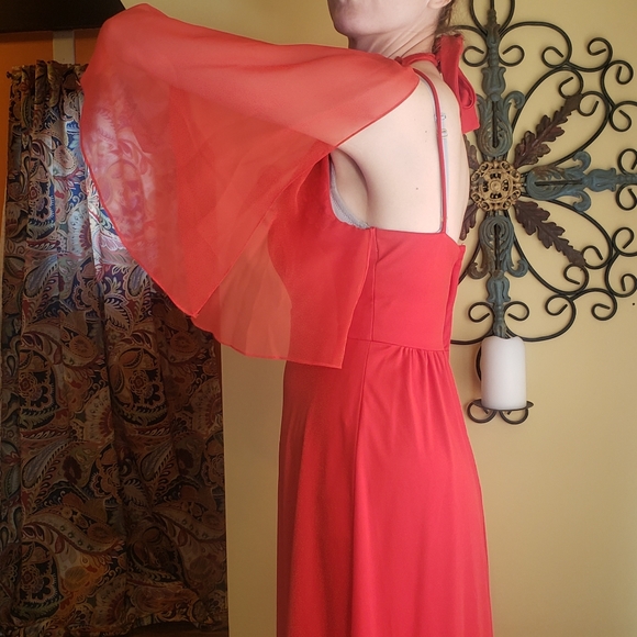 Vintage Red Mock Halter Dress, Sz S - Picture 4 of 16